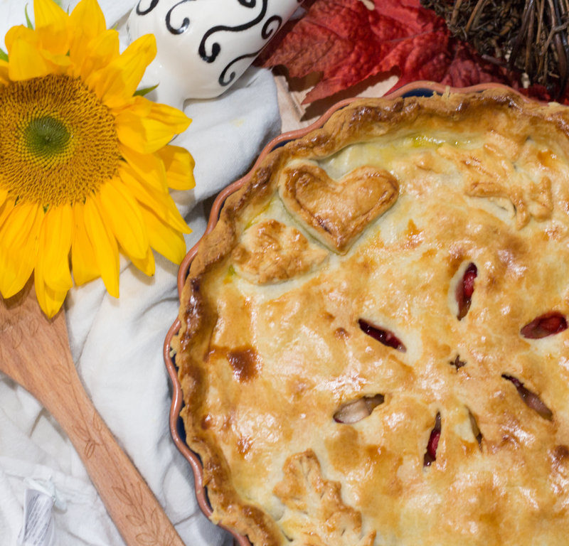 PEACH, PEAR, CRANBERRY PIE